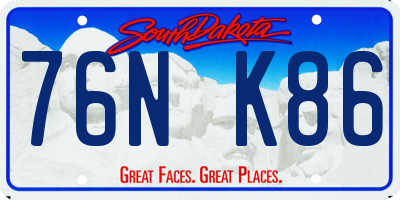 SD license plate 76NK86