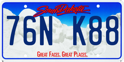SD license plate 76NK88