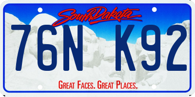 SD license plate 76NK92