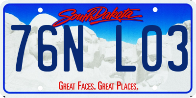 SD license plate 76NL03