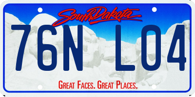 SD license plate 76NL04
