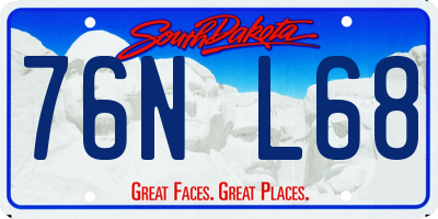 SD license plate 76NL68
