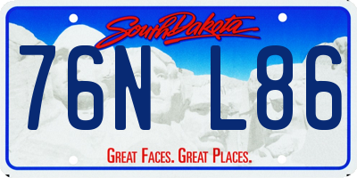SD license plate 76NL86