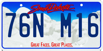 SD license plate 76NM16