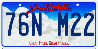 SD license plate 76NM22