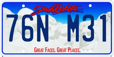SD license plate 76NM31