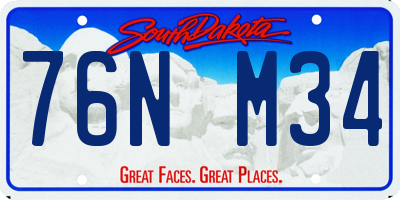 SD license plate 76NM34