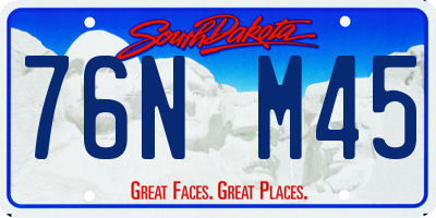 SD license plate 76NM45