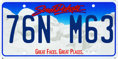 SD license plate 76NM63