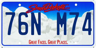 SD license plate 76NM74