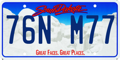 SD license plate 76NM77