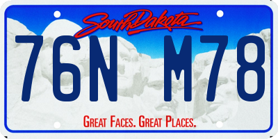 SD license plate 76NM78