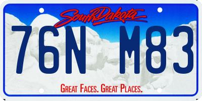 SD license plate 76NM83
