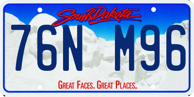 SD license plate 76NM96