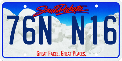 SD license plate 76NN16
