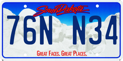 SD license plate 76NN34