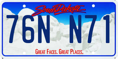 SD license plate 76NN71