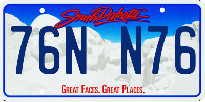 SD license plate 76NN76