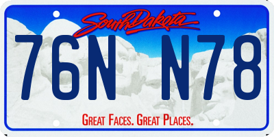 SD license plate 76NN78
