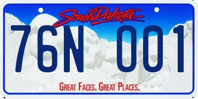 SD license plate 76NO01
