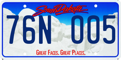 SD license plate 76NO05