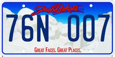 SD license plate 76NO07