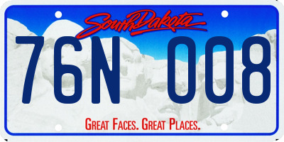 SD license plate 76NO08