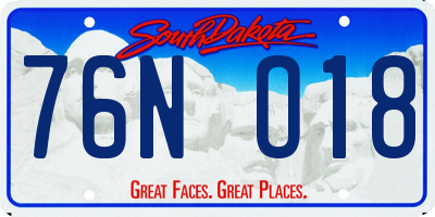 SD license plate 76NO18