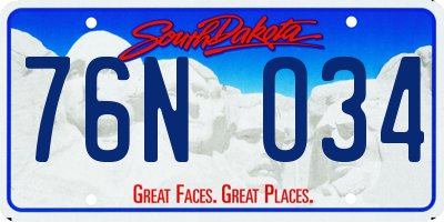 SD license plate 76NO34