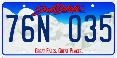 SD license plate 76NO35
