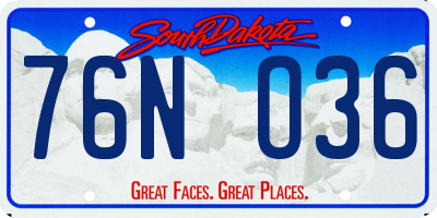 SD license plate 76NO36