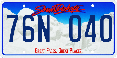 SD license plate 76NO40