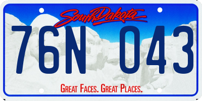 SD license plate 76NO43