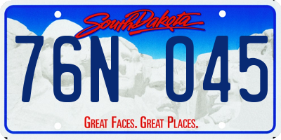 SD license plate 76NO45