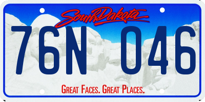 SD license plate 76NO46
