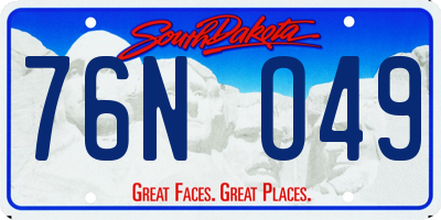 SD license plate 76NO49