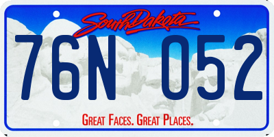 SD license plate 76NO52