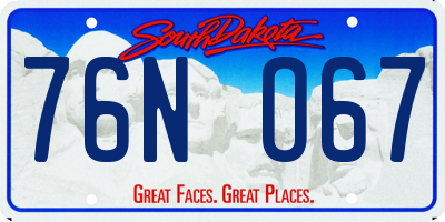 SD license plate 76NO67