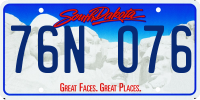 SD license plate 76NO76