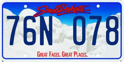 SD license plate 76NO78
