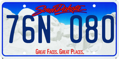 SD license plate 76NO80