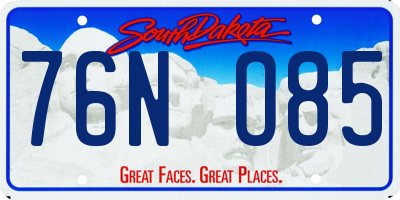 SD license plate 76NO85