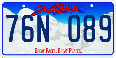 SD license plate 76NO89