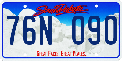 SD license plate 76NO90