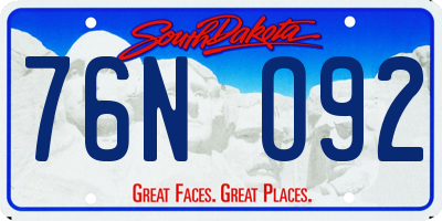SD license plate 76NO92