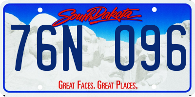 SD license plate 76NO96