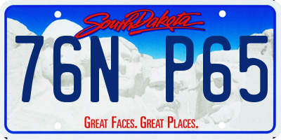 SD license plate 76NP65