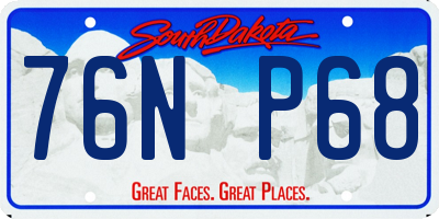 SD license plate 76NP68