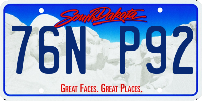 SD license plate 76NP92