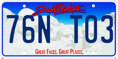 SD license plate 76NT03
